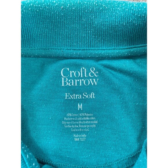 Croft & Barrow Extra Soft Mens MediumTeal Polo Shirt Comfort Golf Polo - Picture 3 of 11